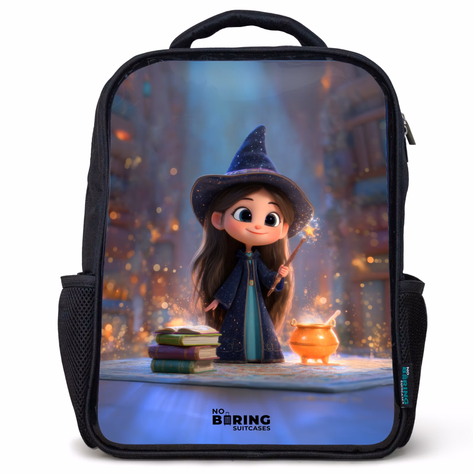 Kinderrucksack - Schwarz - Kleine Zauberin in der Bibliothek — 1