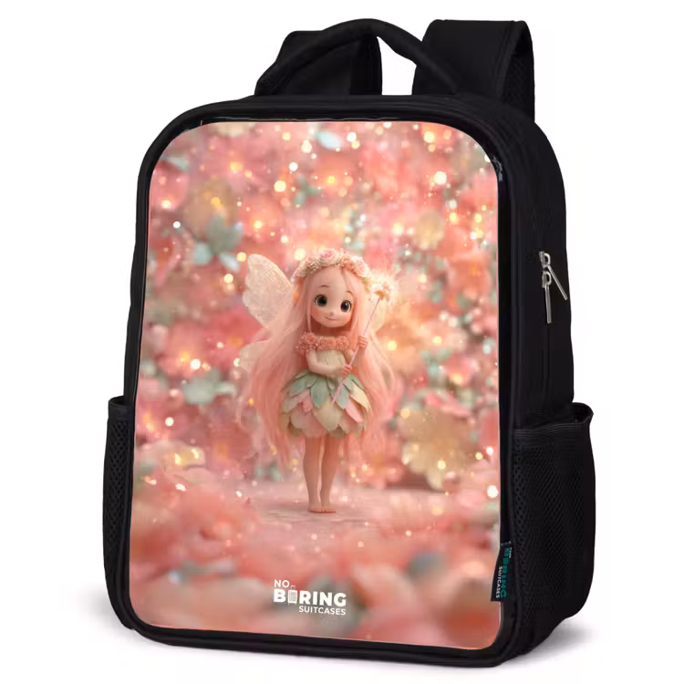 Kinderrucksack - Schwarz - Blumenfee in rosa Märchenwelt — 4