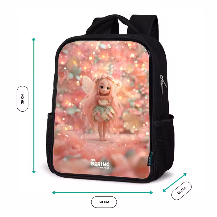 Kinderrucksack - Schwarz - Blumenfee in rosa Märchenwelt — 6
