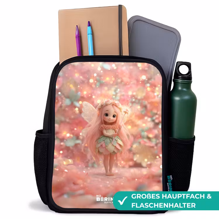 Kinderrucksack - Schwarz - Blumenfee in rosa Märchenwelt — 8