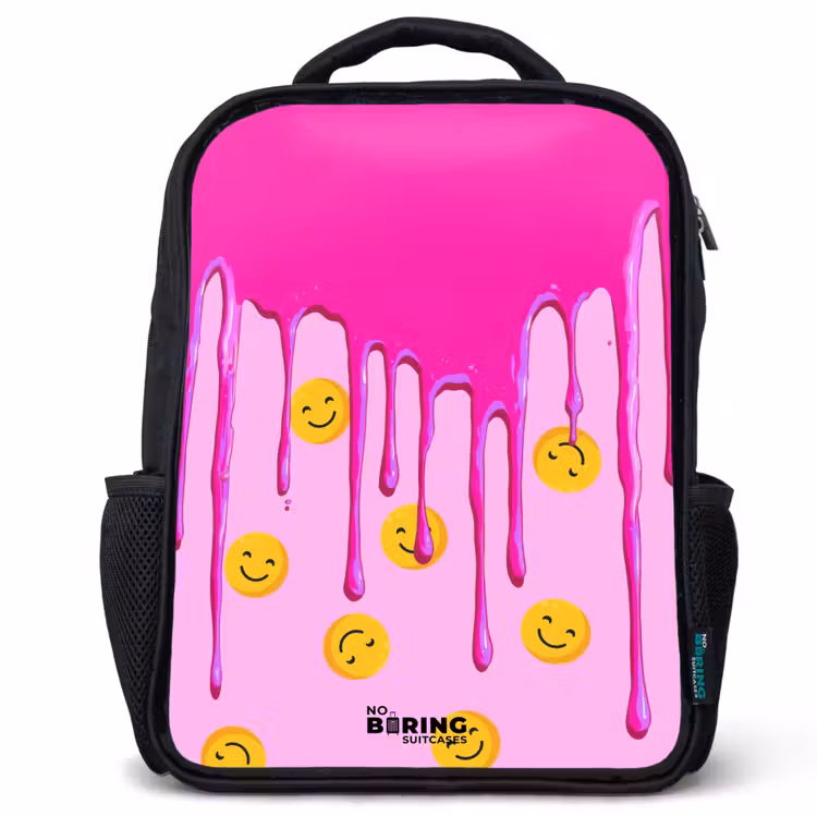 Kinderrucksack - Schwarz - Farbe - Smiley - Rosa — 1