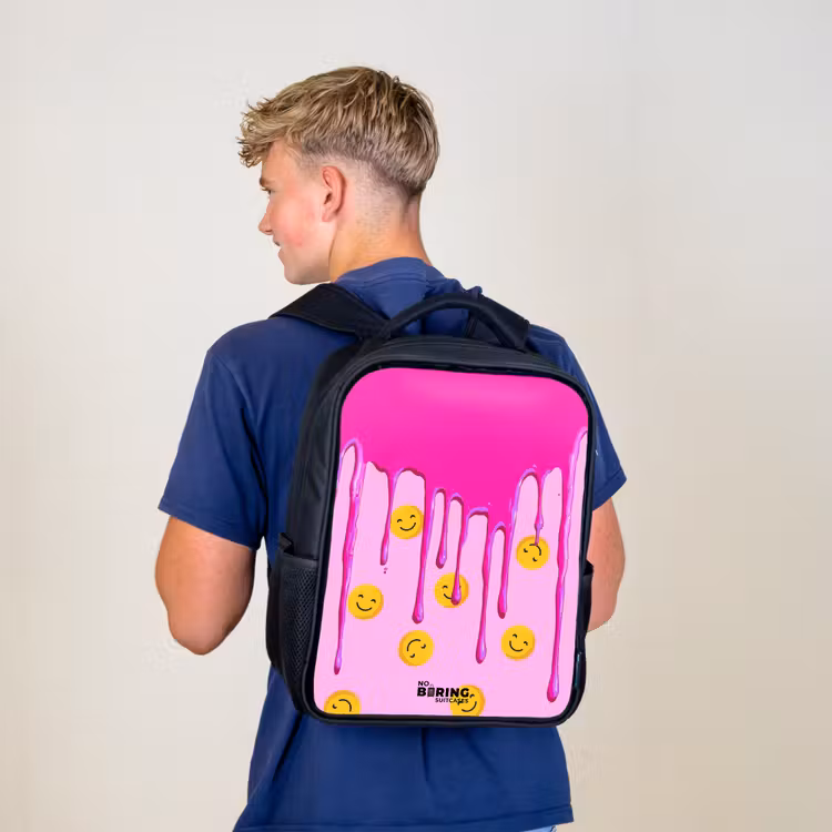Kinderrucksack - Schwarz - Farbe - Smiley - Rosa — 3