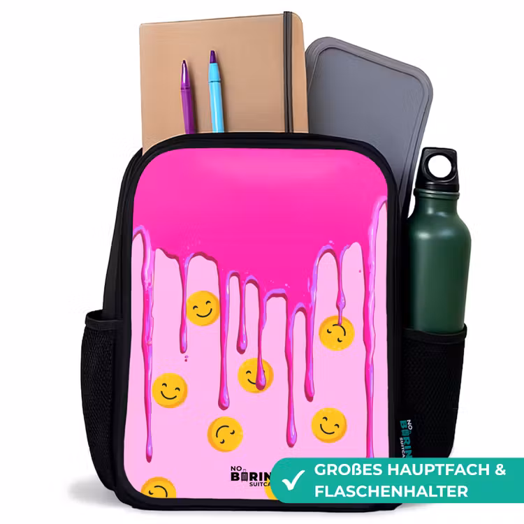 Kinderrucksack - Schwarz - Farbe - Smiley - Rosa — 8