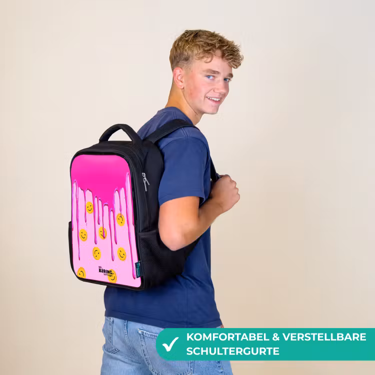 Kinderrucksack - Schwarz - Farbe - Smiley - Rosa — 9