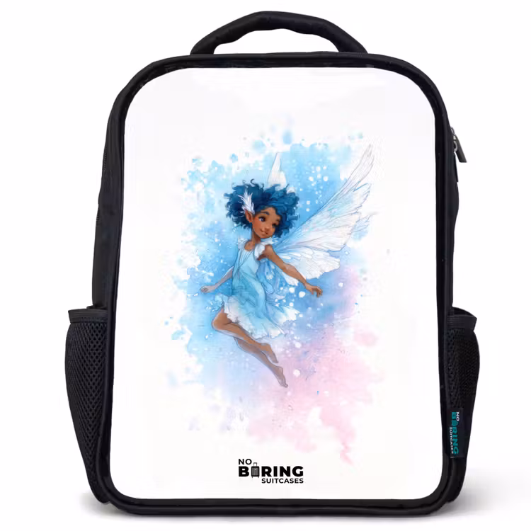 Kinderrucksack - Schwarz - Fliegende Fee in Blautönen — 1