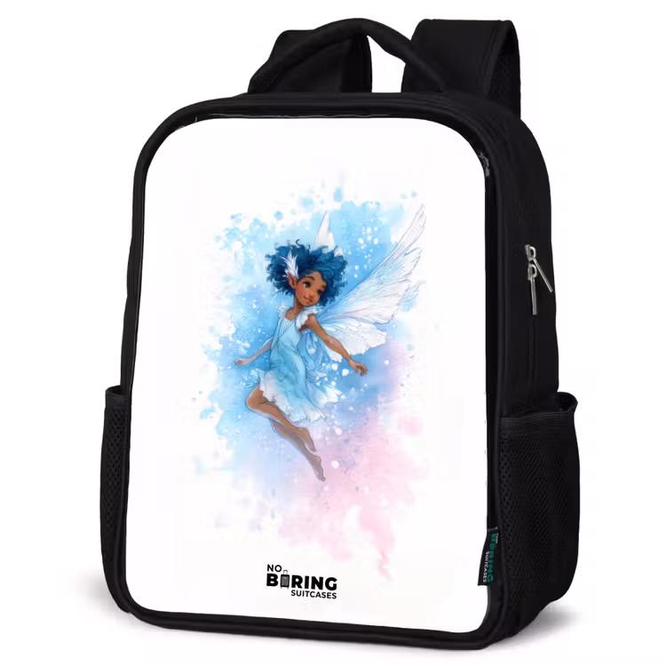 Kinderrucksack - Schwarz - Fliegende Fee in Blautönen — 4