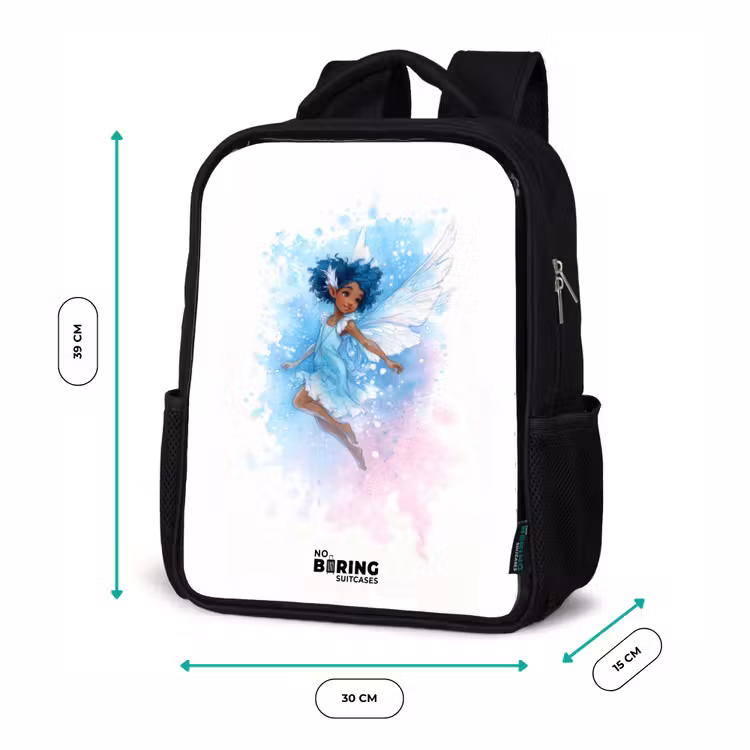 Kinderrucksack - Schwarz - Fliegende Fee in Blautönen — 6