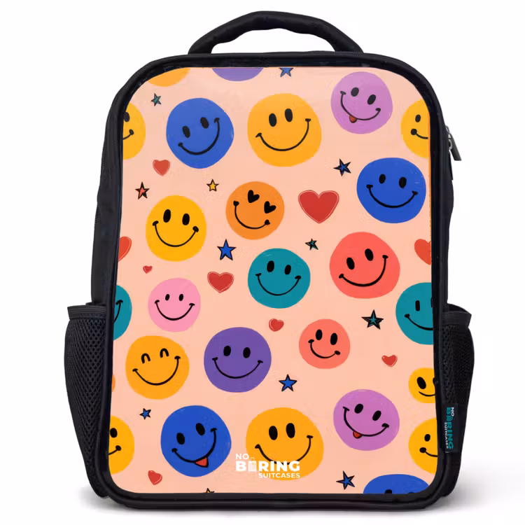 Kinderrucksack - Schwarz - Fröhliches Smiley-Muster — 1