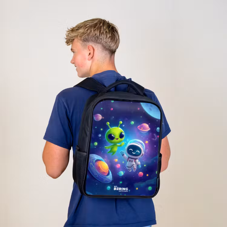 Kinderrucksack - Schwarz - Fröhliches Treffen im Weltraum — 3