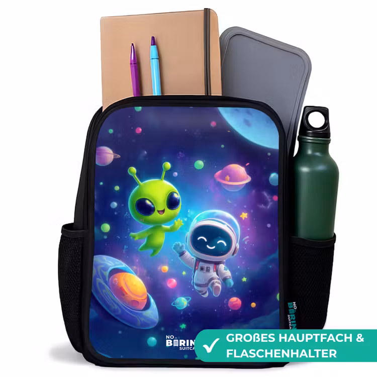 Kinderrucksack - Schwarz - Fröhliches Treffen im Weltraum — 8
