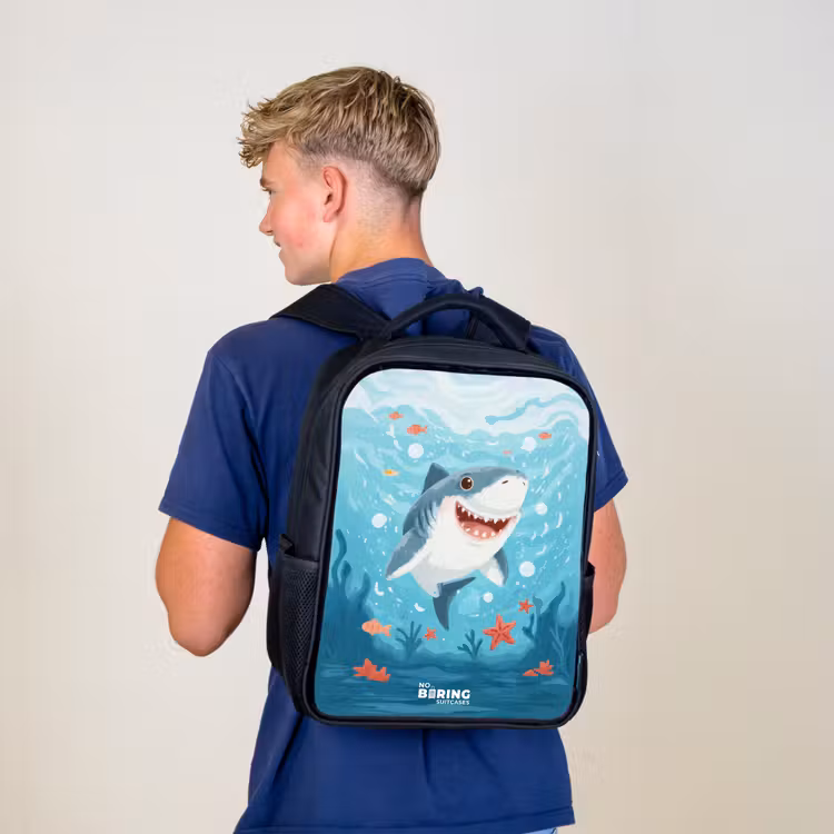 Kinderrucksack - Schwarz - Hai - Wasser - Meer — 3