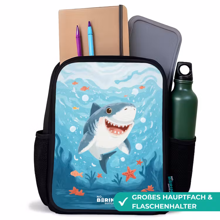 Kinderrucksack - Schwarz - Hai - Wasser - Meer — 8
