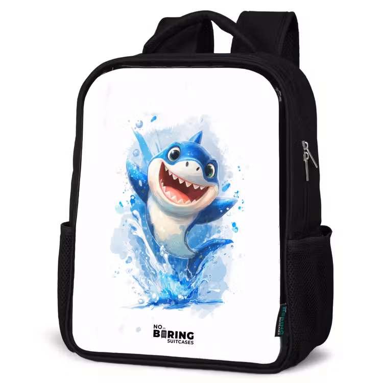 Kinderrucksack - Schwarz - Hai - Zähne - Wasser — 4