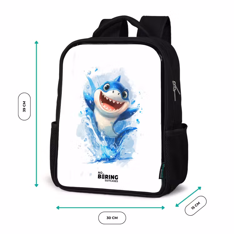 Kinderrucksack - Schwarz - Hai - Zähne - Wasser — 6