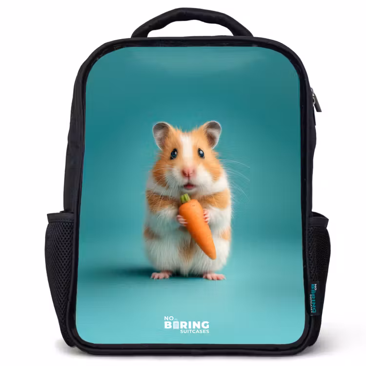 Kinderrucksack - Schwarz - Hamster - Karotte - Tier — 1