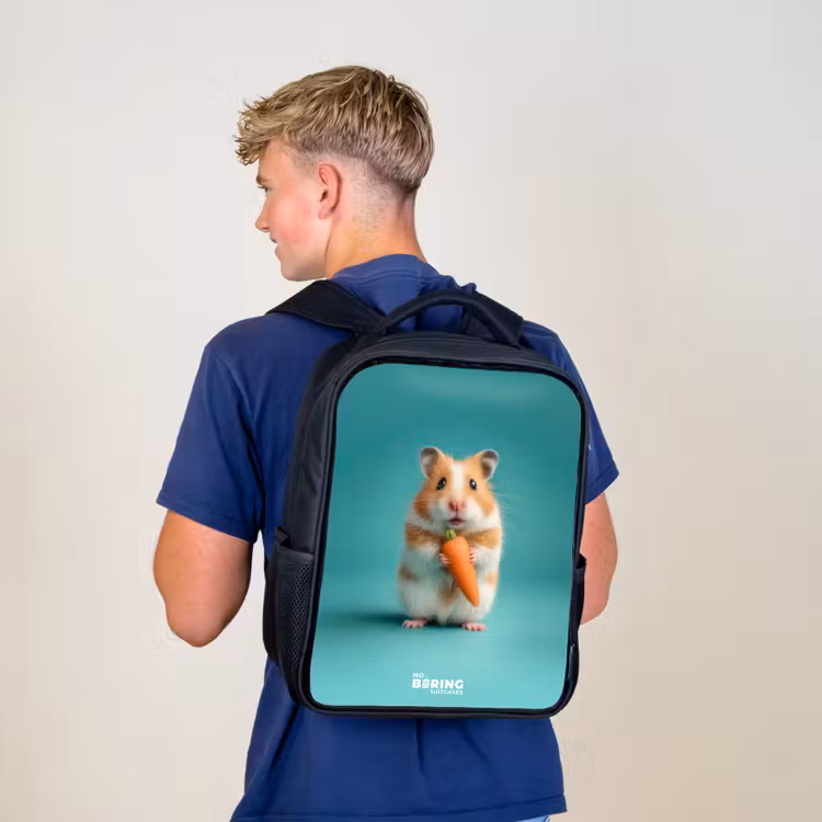 Kinderrucksack - Schwarz - Hamster - Karotte - Tier — 3