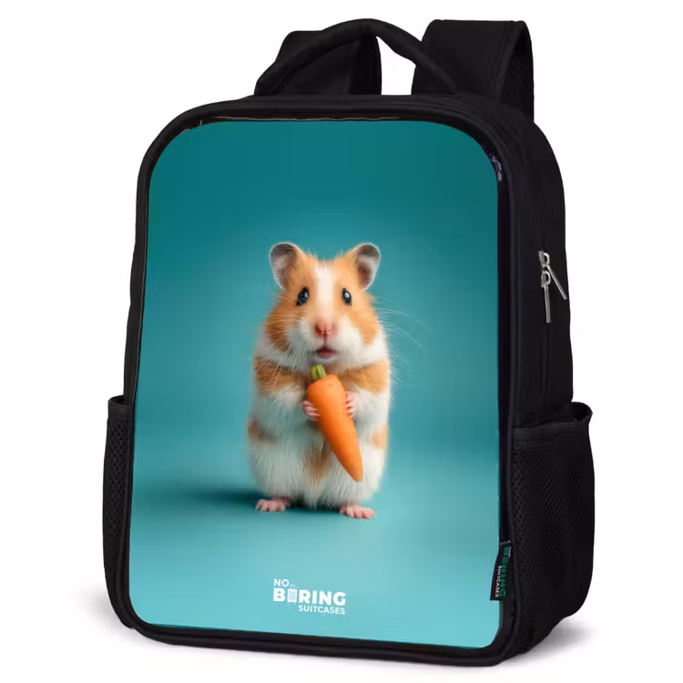Kinderrucksack - Schwarz - Hamster - Karotte - Tier — 4