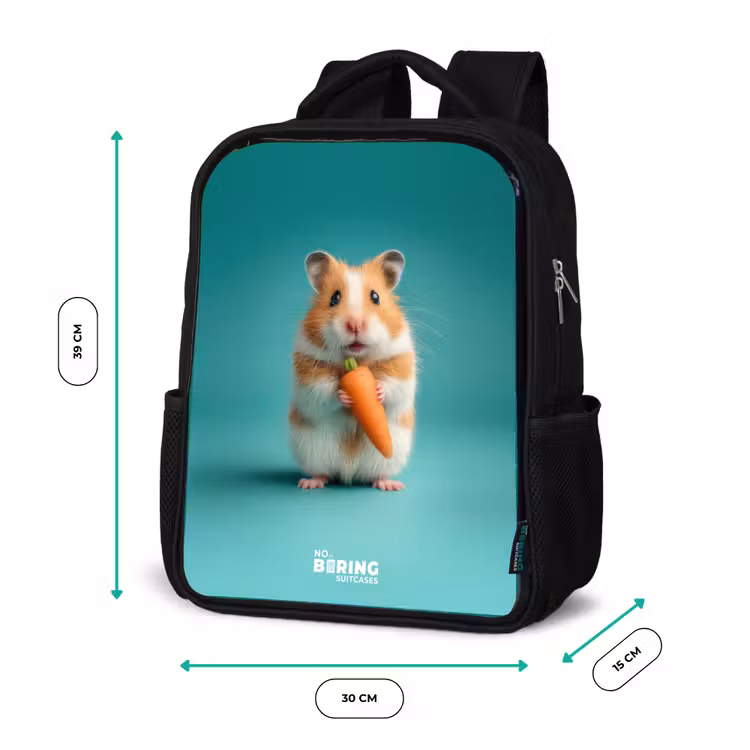 Kinderrucksack - Schwarz - Hamster - Karotte - Tier — 6