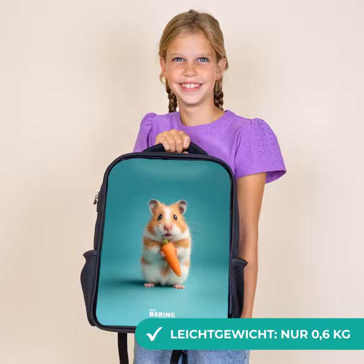 Kinderrucksack - Schwarz - Hamster - Karotte - Tier — 7