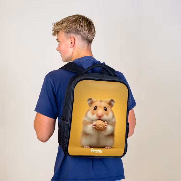 Kinderrucksack - Schwarz - Hamster - Walnuss - Tier — 3