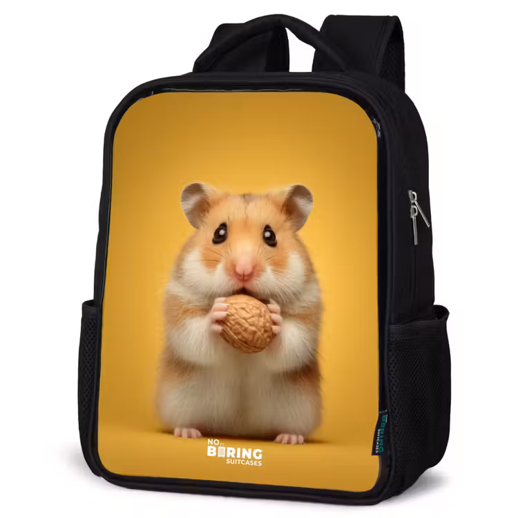 Kinderrucksack - Schwarz - Hamster - Walnuss - Tier — 4
