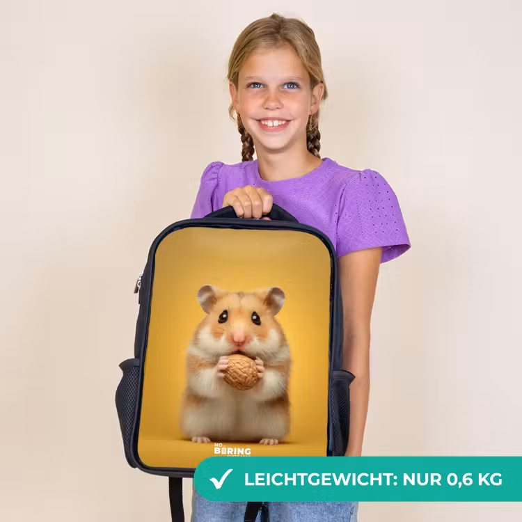 Kinderrucksack - Schwarz - Hamster - Walnuss - Tier — 7