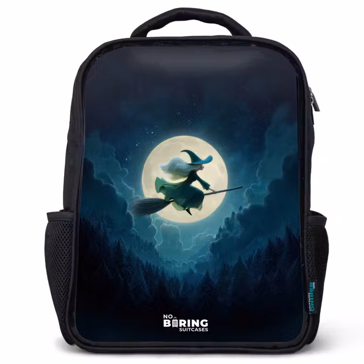 Kinderrucksack - Schwarz - Hexe im Mondscheinflug — 1