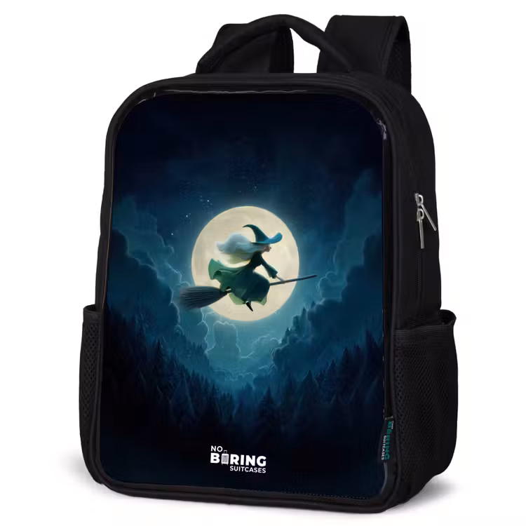 Kinderrucksack - Schwarz - Hexe im Mondscheinflug — 4