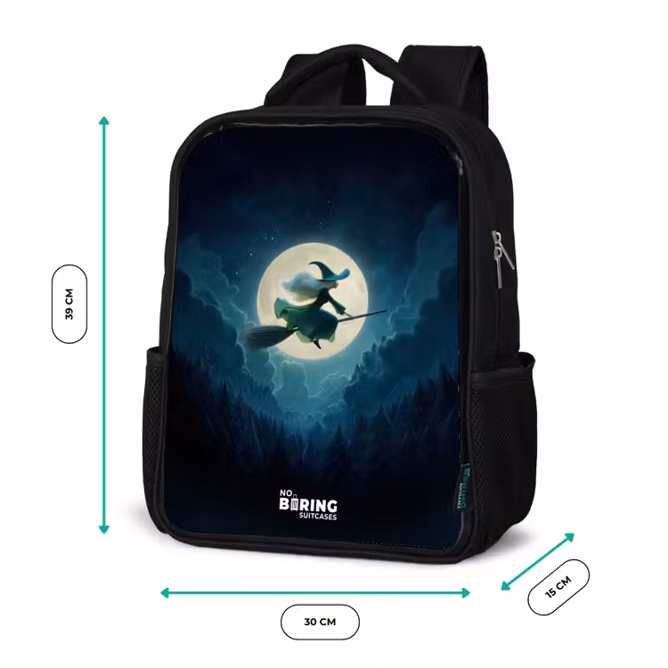 Kinderrucksack - Schwarz - Hexe im Mondscheinflug — 6