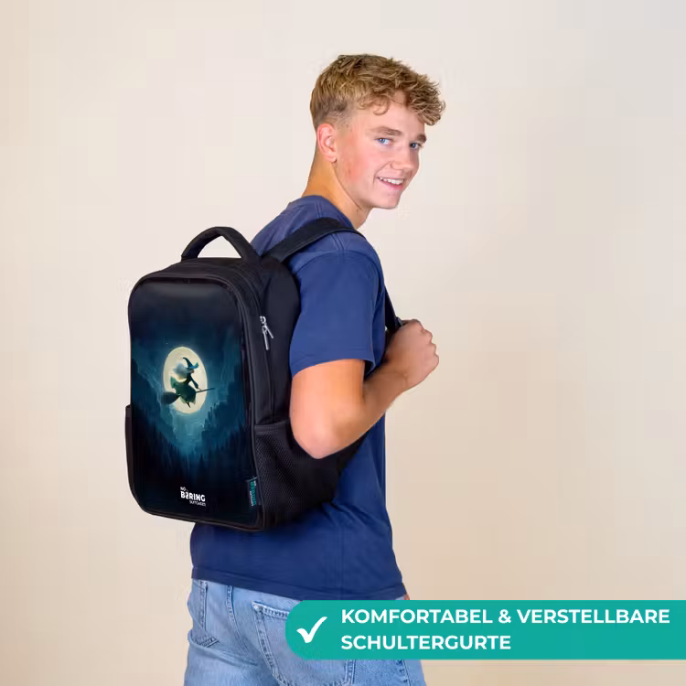 Kinderrucksack - Schwarz - Hexe im Mondscheinflug — 9