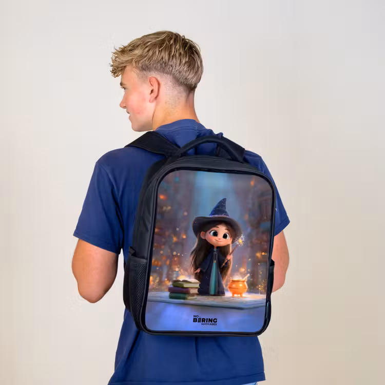 Kinderrucksack - Schwarz - Kleine Zauberin in der Bibliothek — 3