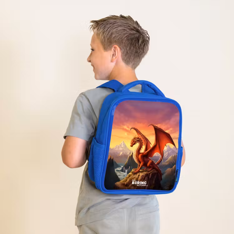 Kinderrucksack - Blau - Roter Riesendrache — 2