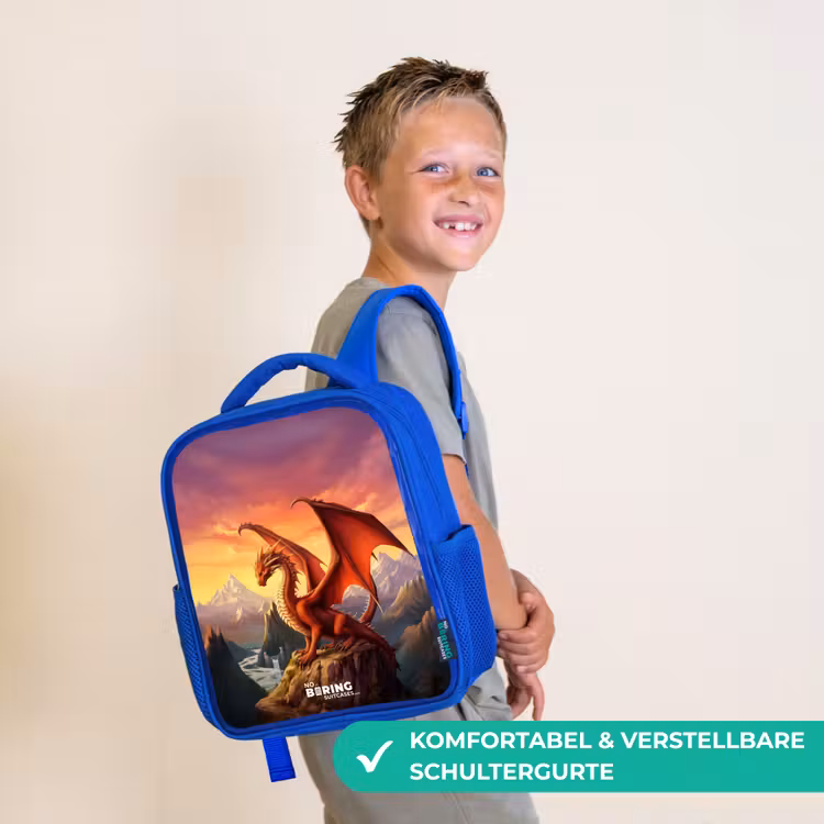 Kinderrucksack - Blau - Roter Riesendrache — 5