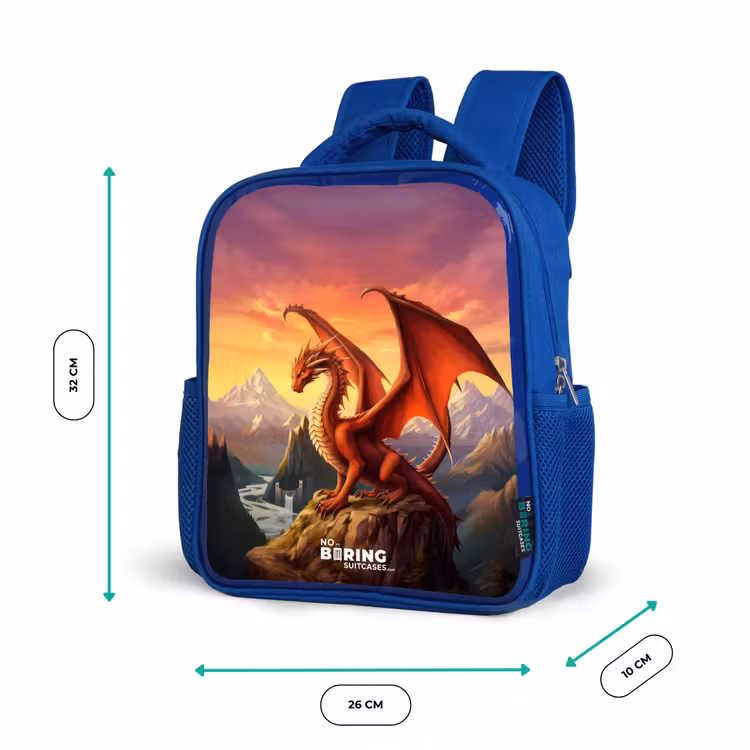 Kinderrucksack - Blau - Roter Riesendrache — 6