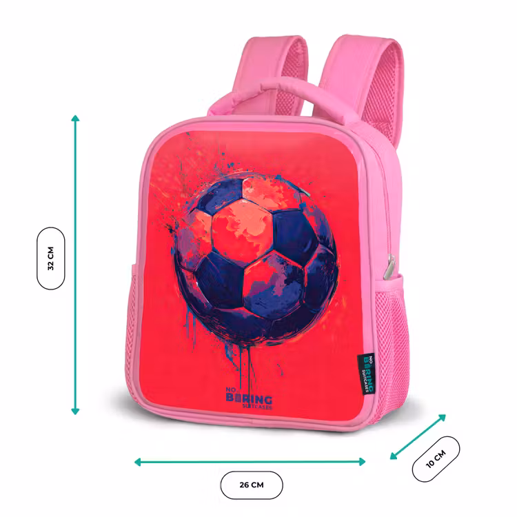 Kinderrucksack - Rosa - Fußball - Farbe - Blau - Rot — 2