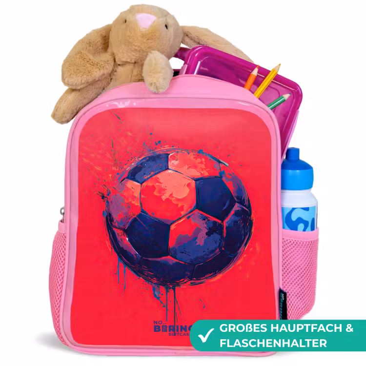 Kinderrucksack - Rosa - Fußball - Farbe - Blau - Rot — 3