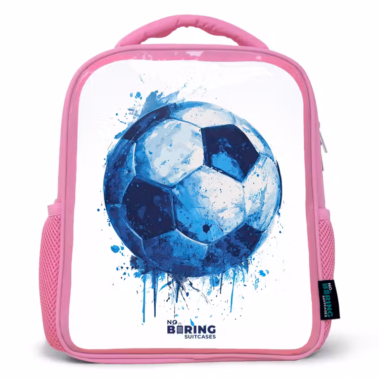 Kinderrucksack - Rosa - Fußball - Farbspritzer - Blau - Ball — 1