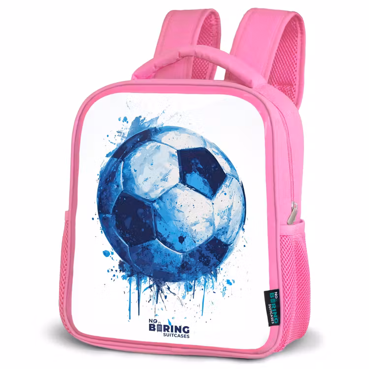 Kinderrucksack - Rosa - Fußball - Farbspritzer - Blau - Ball — 4