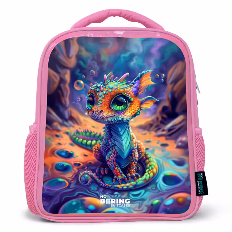 Kinderrucksack - Rosa - Verschnörkelter Saphir-Drache — 1
