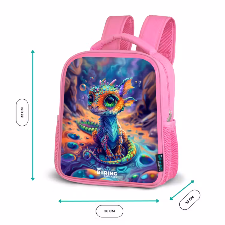Kinderrucksack - Rosa - Verschnörkelter Saphir-Drache — 2