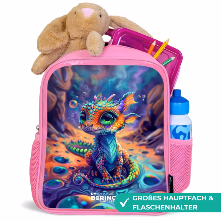 Kinderrucksack - Rosa - Verschnörkelter Saphir-Drache — 3