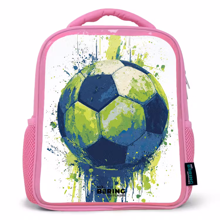 Kinderrucksack - Rosa - Fußball - Farbe - Grün - Blau — 1