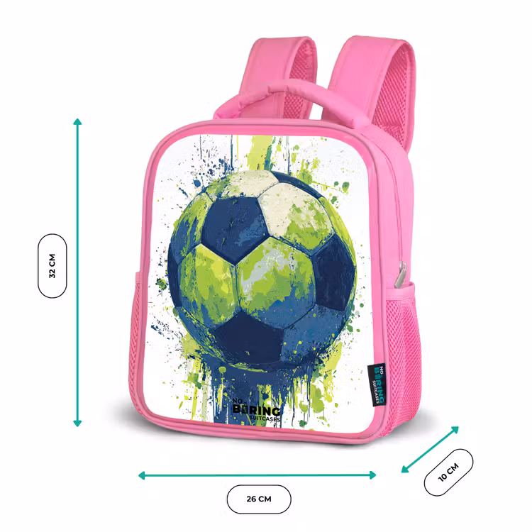 Kinderrucksack - Rosa - Fußball - Farbe - Grün - Blau — 2