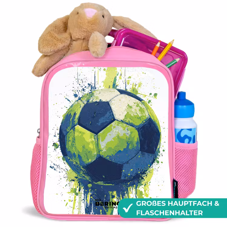 Kinderrucksack - Rosa - Fußball - Farbe - Grün - Blau — 3
