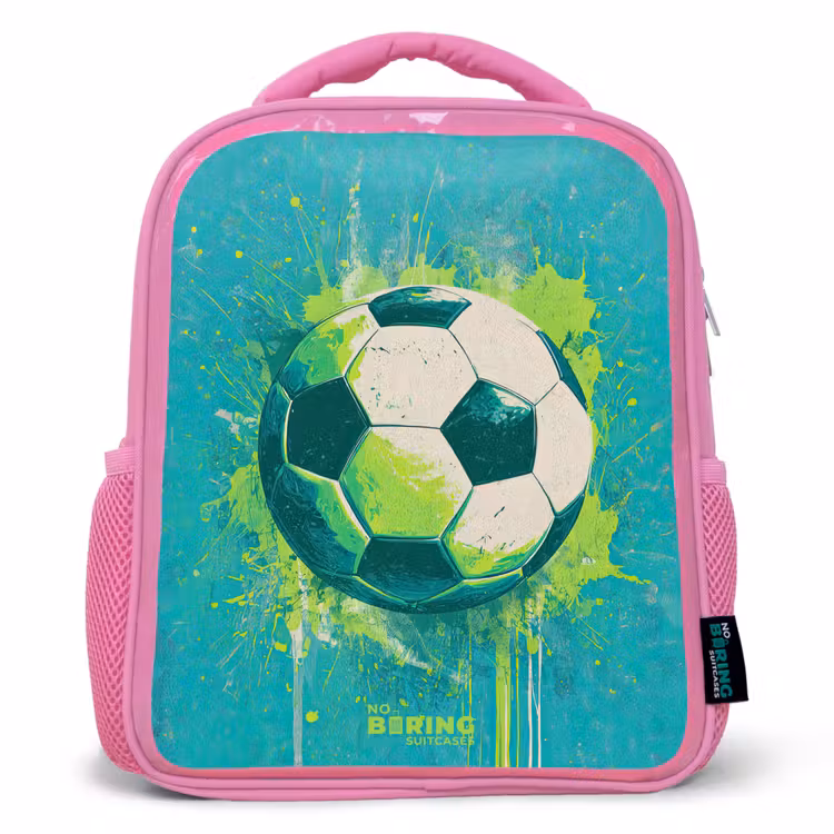 Kinderrucksack - Rosa - Fußball - Farbspritzer - Grün - Blau — 1