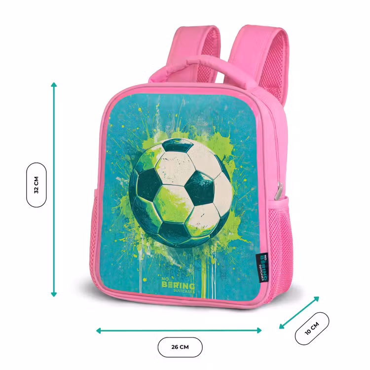 Kinderrucksack - Rosa - Fußball - Farbspritzer - Grün - Blau — 2