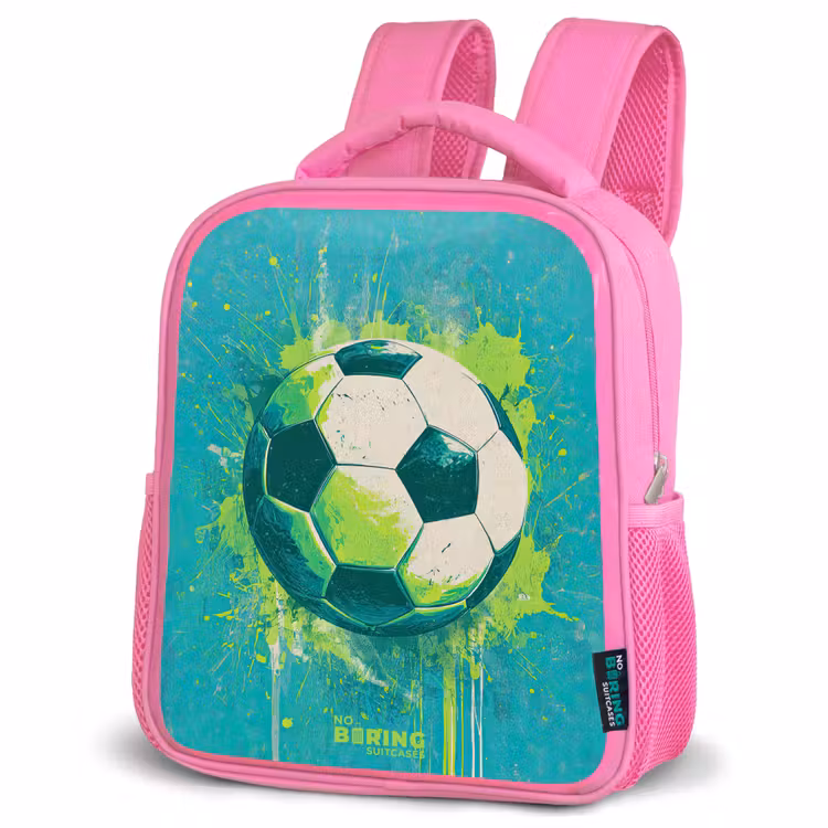 Kinderrucksack - Rosa - Fußball - Farbspritzer - Grün - Blau — 4