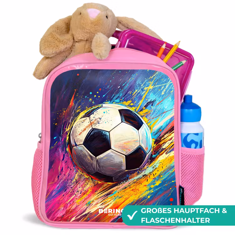 Kinderrucksack - Rosa - Neon - Fußball - Farbenfroh — 3