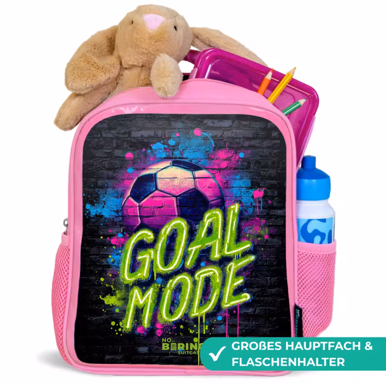 Kinderrucksack - Rosa - Neon - Graffiti - Fußball - Farbenfroh — 3