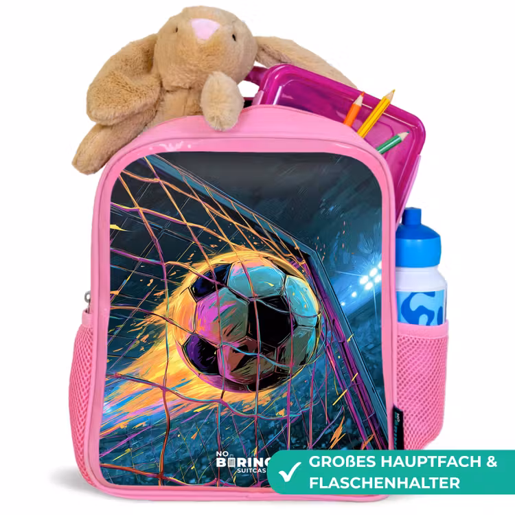 Kinderrucksack - Rosa - Neon - Netz - Fußball - Farbenfroh — 3